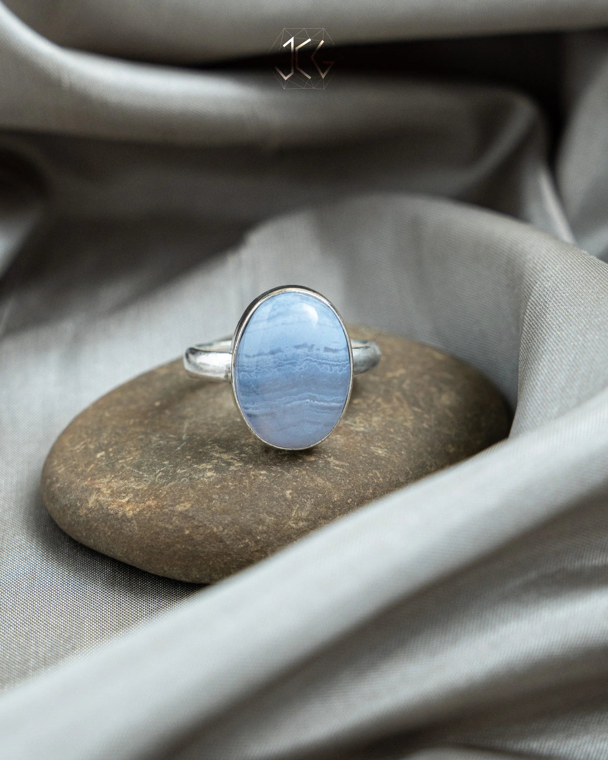 Blue Lace Agate Ring - Jaipur Crystal Gems